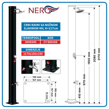 Slika Solarni tuš Nero PVC 40L sa nožnom slavinom CY-S8018S